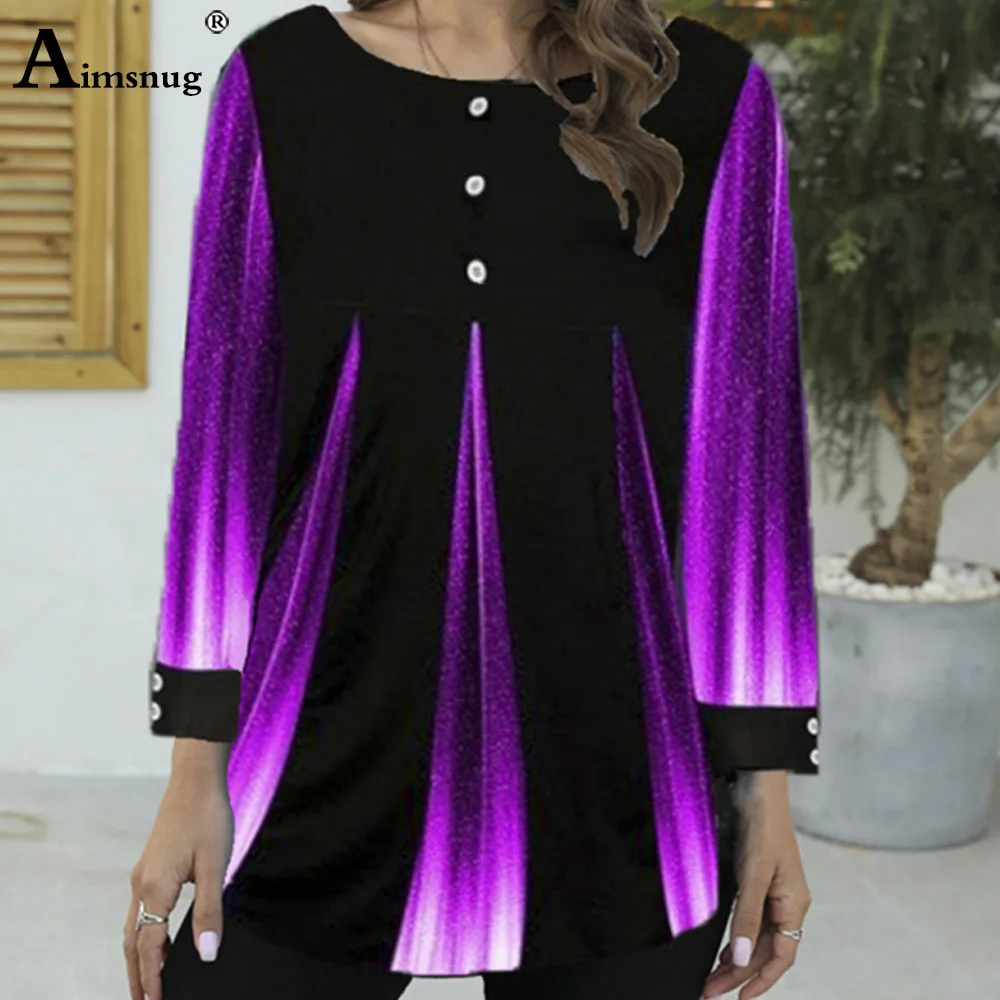 Aimsnug 2020 Women New Summer Street hipster Print Blue Tops 3/4 Sleeve Loose Ladies Tee Shirt Plus Size 4xl 5xl Female T-Shirt