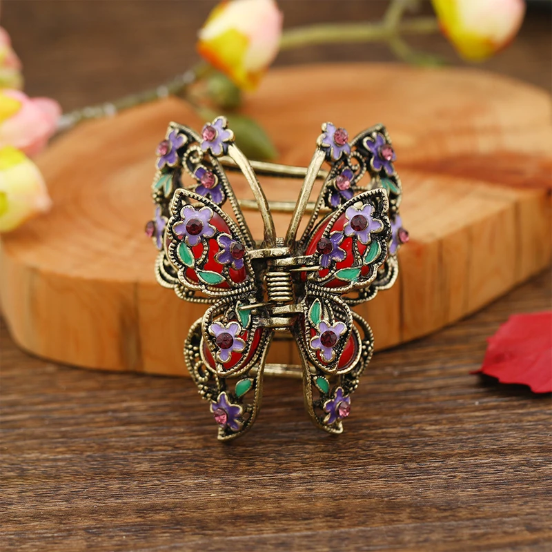 Vintage Resin Stone Butterfly Hair Claw Crab for Women Hair Clip Big Craw Accessories jewelry accessories hair accessory hair clip