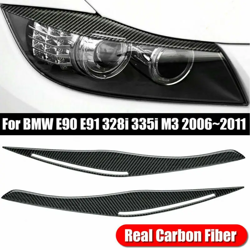 Автомобильная фара для век, покрытие для бровей из углеродного волокна, защита для фар для BMW E90/E91 328i 335i 2006 2007 2008 2009 2010 2011