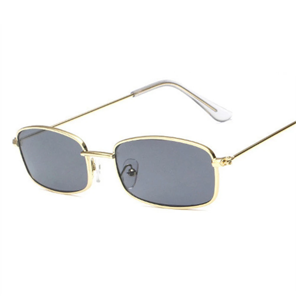 Маленькие Ретро Винтажные квадратные мужские и женские солнцезащитные очки, дизайнерские новые модные женские очки с металлической оправой, линзы, затемненные очки - Цвет оправы: Серый