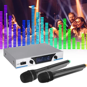 

Dropshipping Wireless Microphone Portable Microphone Speaker Microphones Hand Held Karaoke Mic V3 110V With Receiver US Plug New