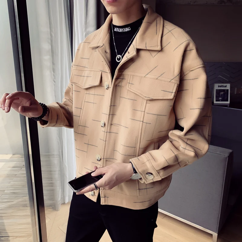 Autumn and Winter Woolen Mens Coats Korean Short Windbreaker Jacket Casual Fashion Men Overcoat Wool Blends Loose Coat Clothing Autumn and Winter Woolen Mens Coats Korean Short Windbreaker Jacket Casual Fashion Men Overcoat Wool Blends Loose Coat Clothing