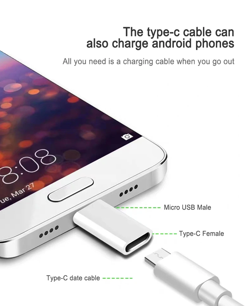 PUJIMAX type C к Micro USB Android телефон кабель адаптер зарядное устройство конвертер для samsung Xiaomi Mi6 Mi5 зарядки синхронизации данных адаптер