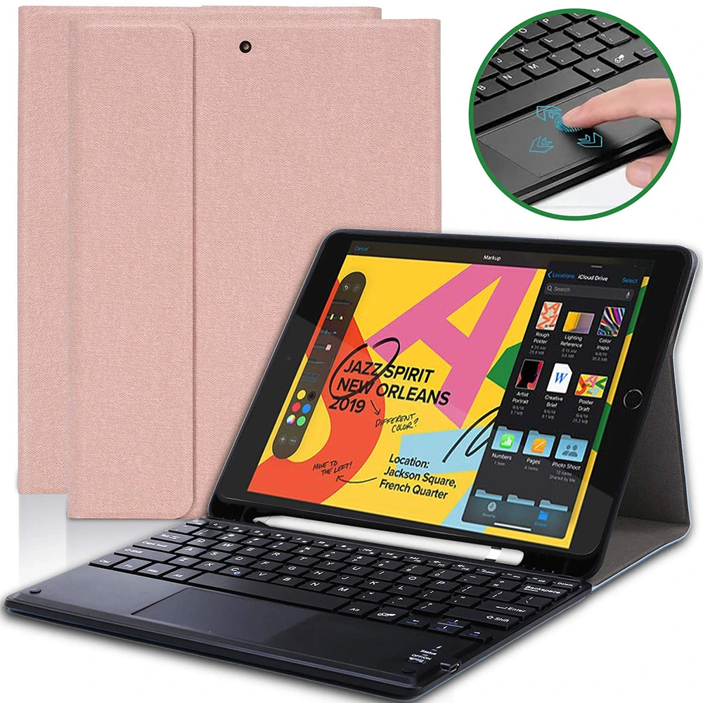 rose gold Для iPad 10,2 дюймов американская сенсорная Bluetooth клавиатура чехол для планшета с защитной крышкой из искусственной кожи - Цвет: rose gold