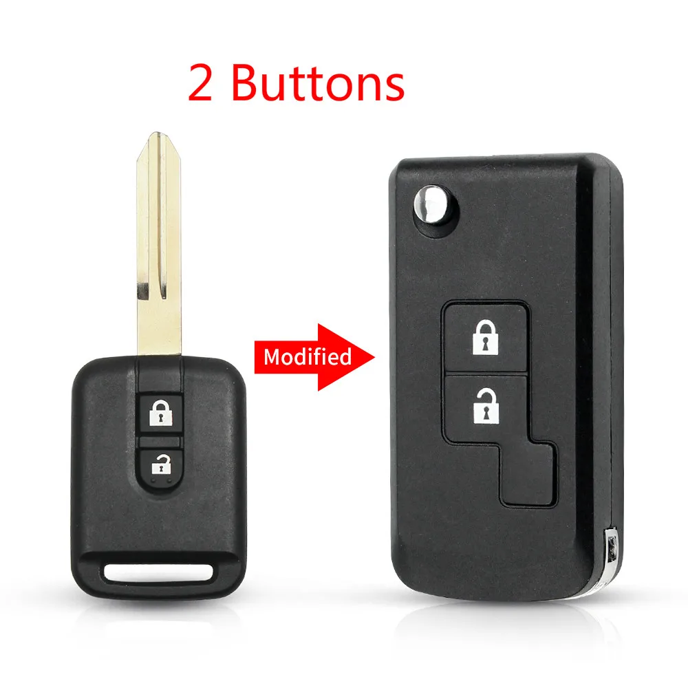 KEYYOU 10X2/3 кнопки модифицированный Флип складной дистанционный ключ для автомобиля в виде ракушки Fob чехол для Nissan Micra 350Z Pathfinder Almera Navara - Количество кнопок: 2 Кнопки