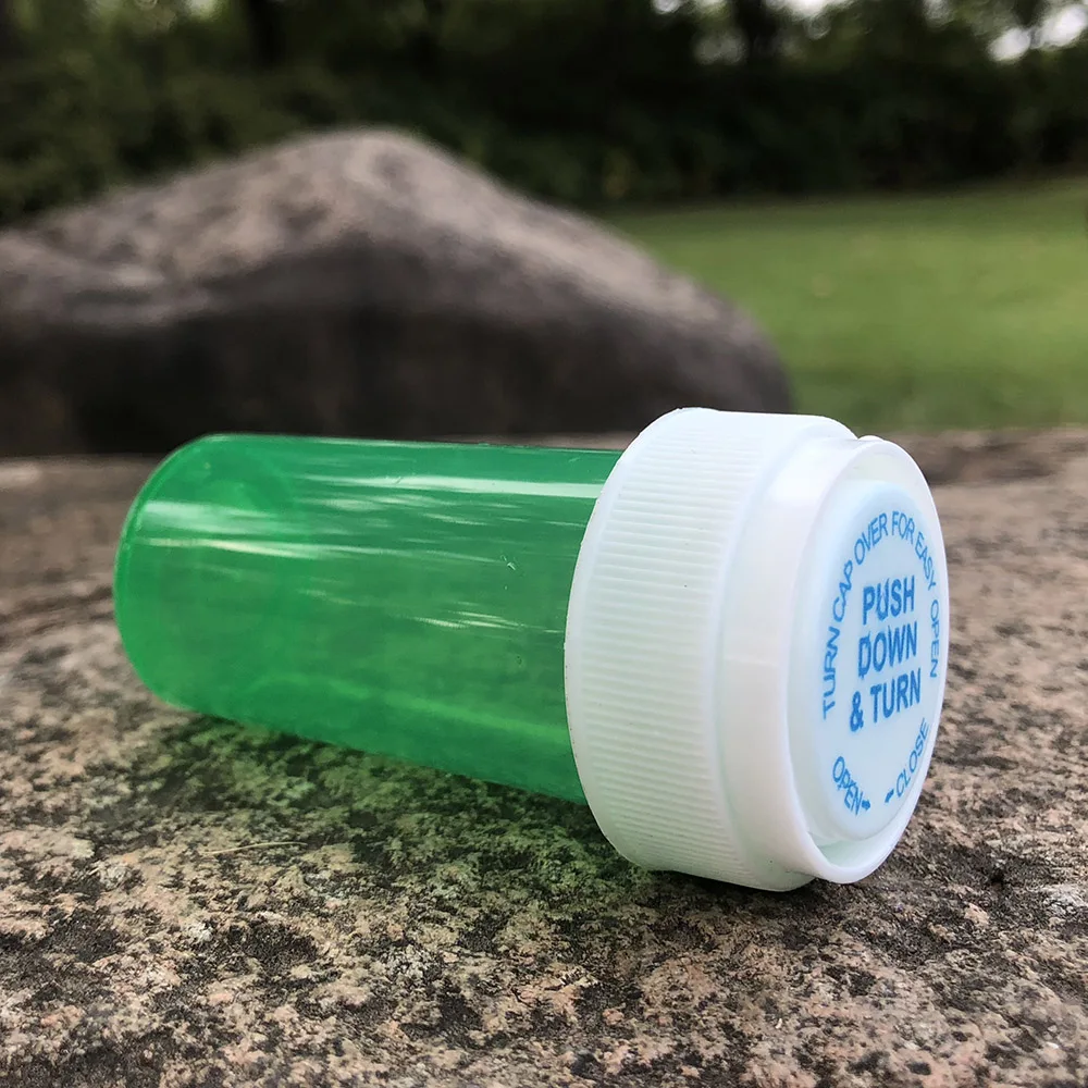 13 Dram Push Down &Turn Vial Acrylic Plastic Storage Jar Pill Bottle Pocket Box