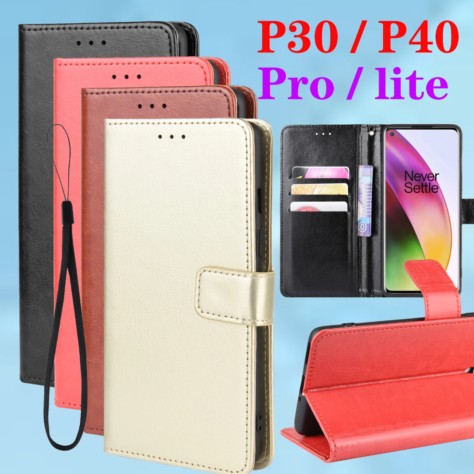 For Huawei p30 case pro p40 lite flip p40lite p30pro light lit coque funda p30lite p40pro bumper phone p 40 30 cover wallet | Мобильные