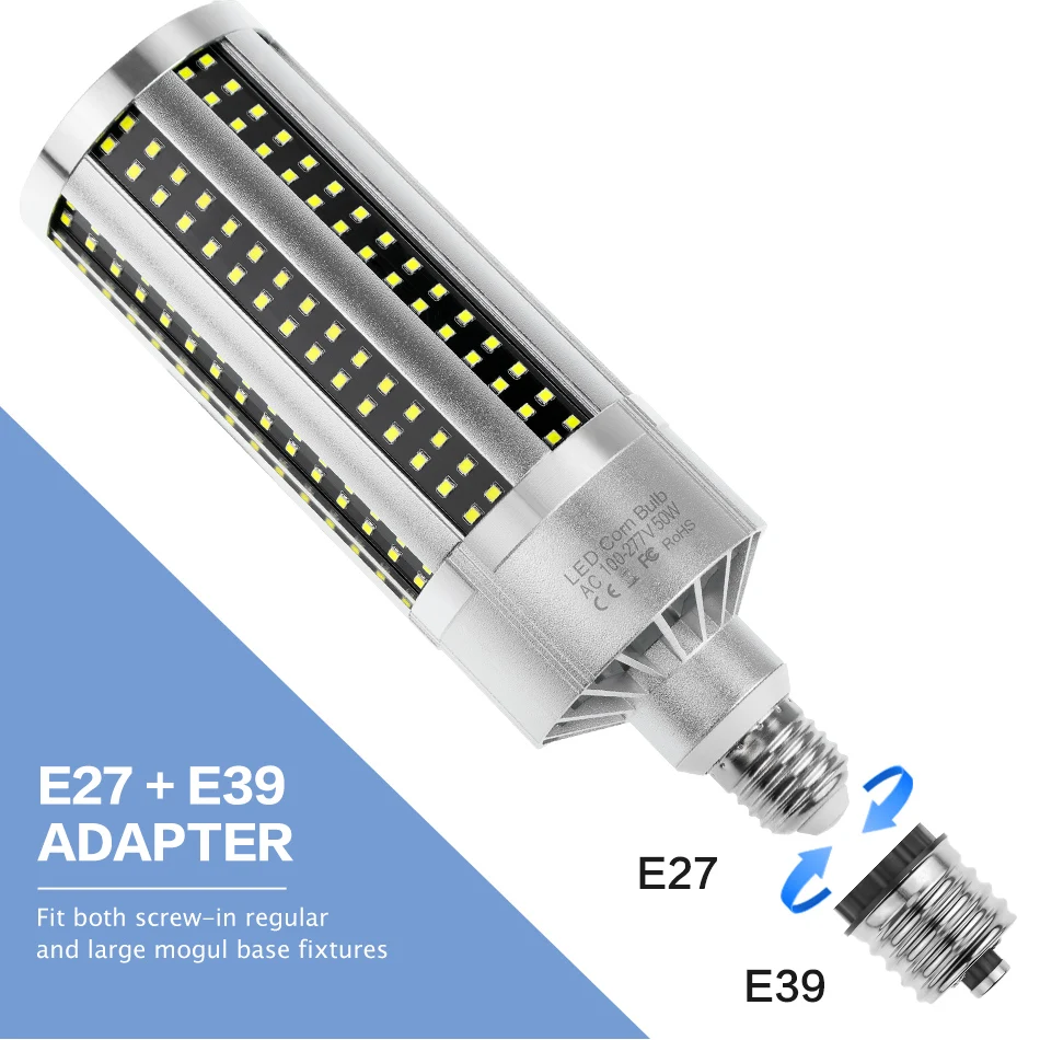E39 светодиодный лампы 60 Вт Bombilla светодиодный 50 Вт E27 кукурузная лампа Светодиодный лампа 54 Вт Высокий люмен светильник SMD2835 220 в мастерской промышленный светильник ing 110V