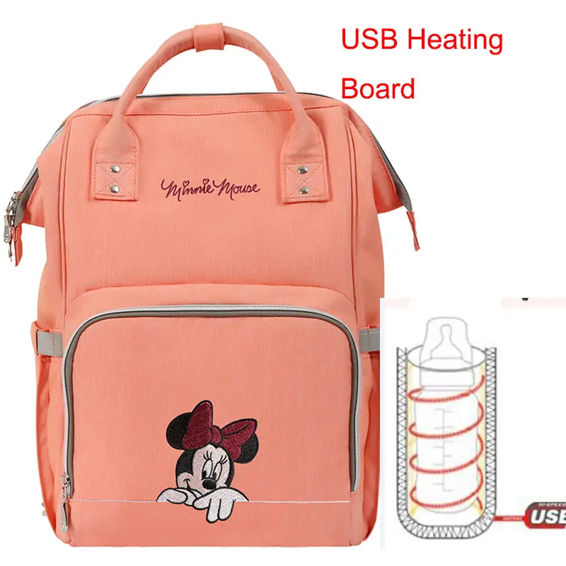 Disney Diaper Bag Backpack Mummy Minnie Mickey Big Capacity Travel Oxford Feeding Baby Handbag - Цвет: DS-02A Pink