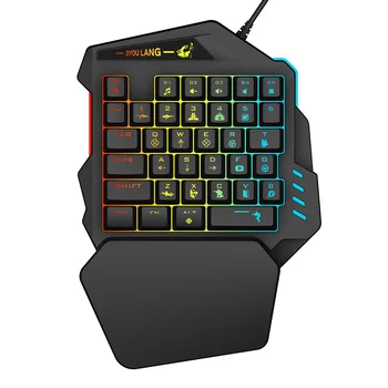 

One-Handed Mechanical Feel Gaming Keyboard RGB Backlit USB Wired Mini Gaming Keypad Game Controller for PC PS4 Xbox PUBG Gamer