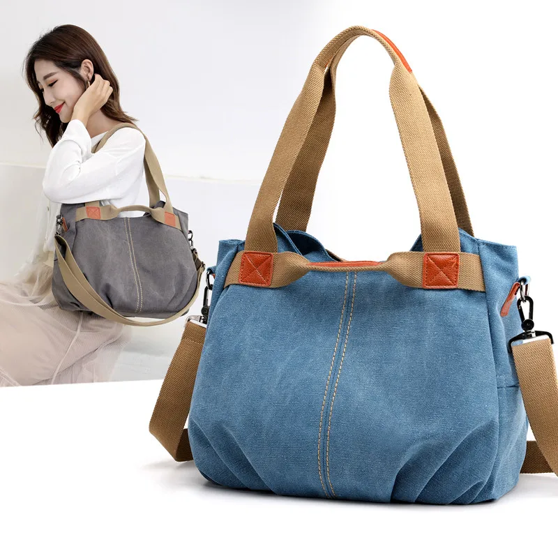 Новая модная повседневная холщовая женская сумка на плечо большая Вместительная дорожная сумка через плечо для женщин хозяйственная сумка женская ручная сумка