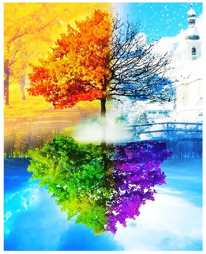 Diy Алмазная картина четыре сезона дерево полный квадрат daimond вышивка пейзаж