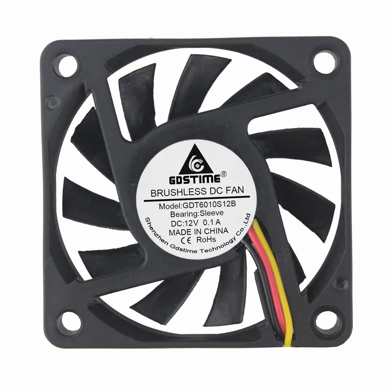5 шт. в партии Gdstime 3pin 12 В 60 мм x 10 мм 6010 60 мм DC мотор компьютер осевая кулер вентилятор