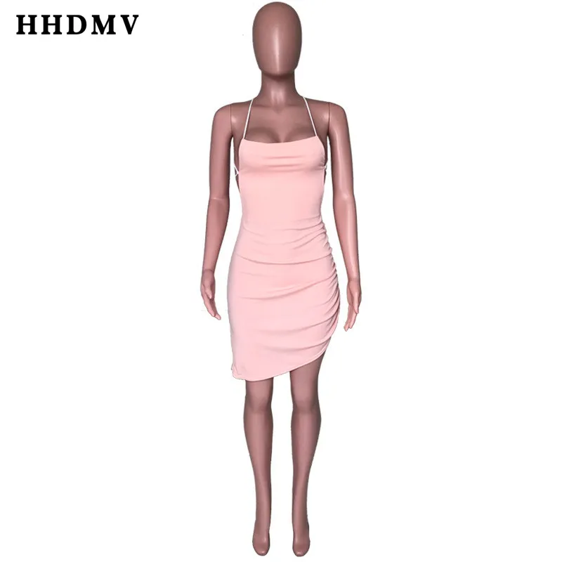 HHDMV Новое Женское пляжное платье на бретельках без рукавов Клубные сексуальные мини платья элегантное розовое платье SHH8035
