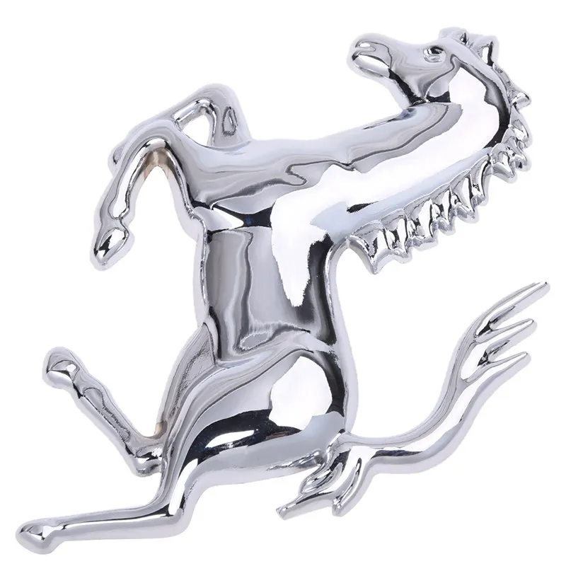 Silver Tone Horse Logo Emblem Badge 3D Sticker for Car