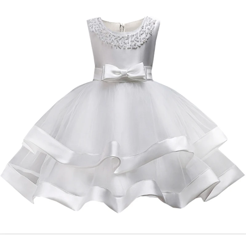 Нарядное платье для маленьких девочек; коллекция года; элегантное вечернее платье для девочек на свадьбу и День рождения; Детские платья для девочек 2-10 лет; Одежда для девочек - Цвет: white