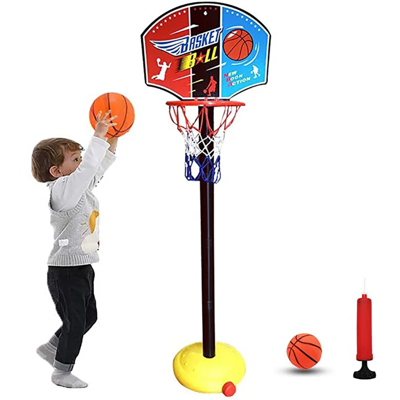 Cesta de fondo con bola de Aro para niños, estante de aro con bola, juguete educativo para niños, pelotas de juguete para exteriores, deportes divertidos en interiores con soporte ABC, portería de tela de red