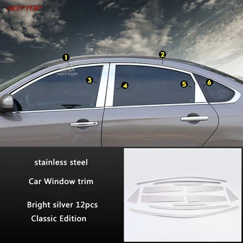 

Stainless Steel mirror reflection panel B+C column decorative sticker For Nissan Sylphy 2015
