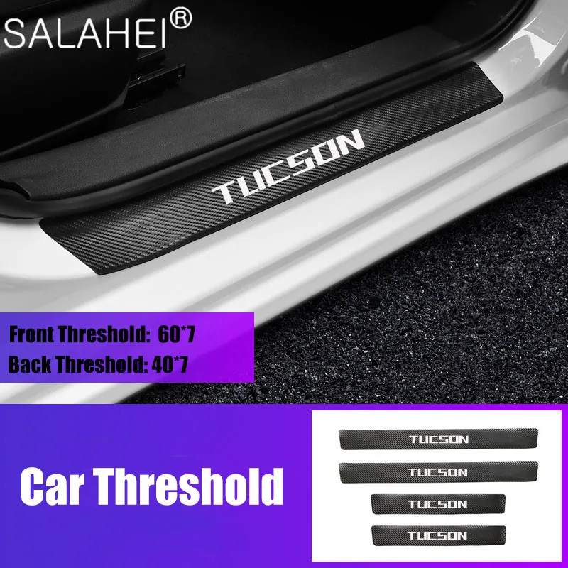 

Car Door Sill Protector Scuff Plate Carbon Fibber Stickers For Hyundai Tucson Auto Door Threshold Plate Cover Decor Accessories