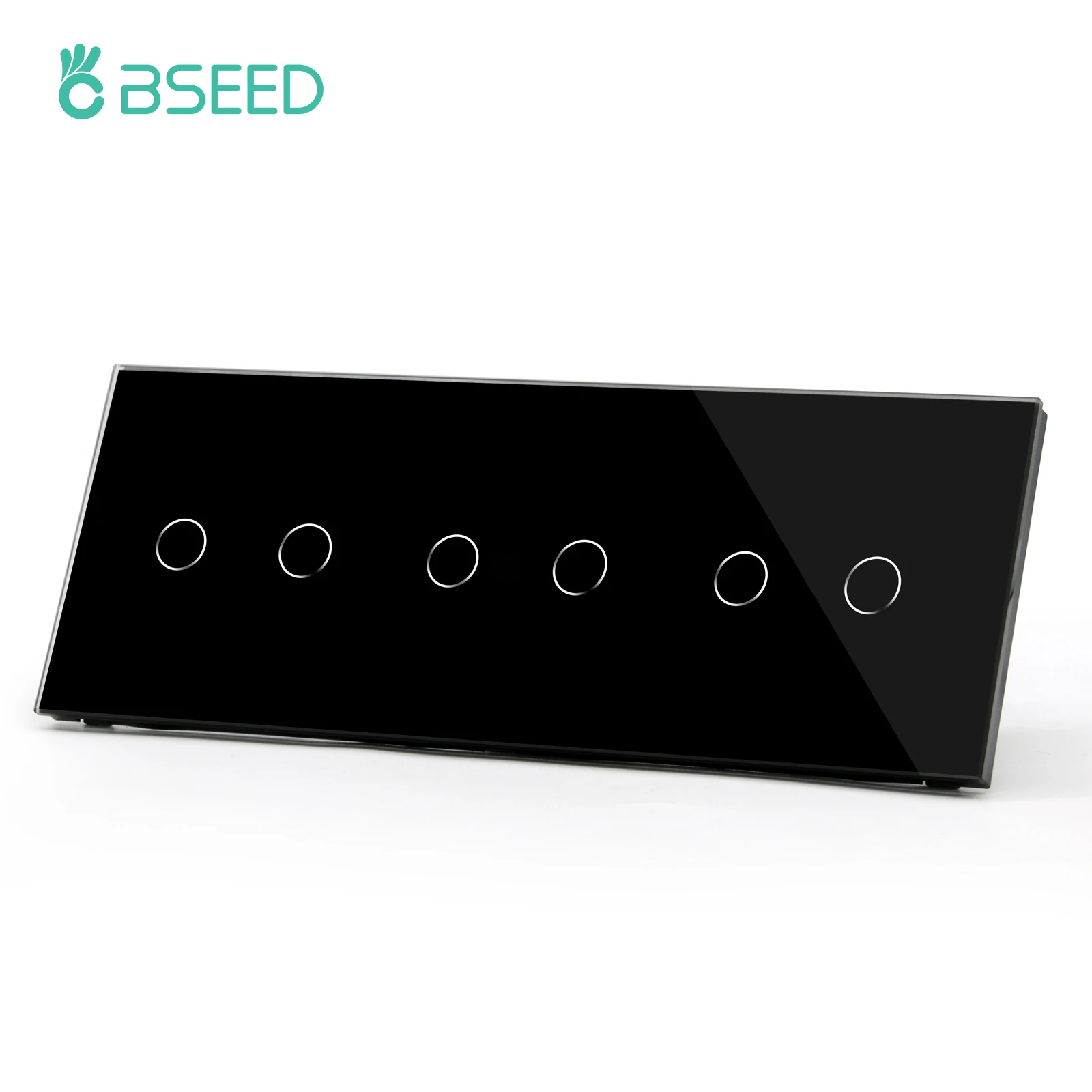 BSEED Touch Light Switch 1 Gang 1 Way Tempered Black Glass Panel 3-300W Load Use 