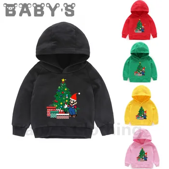 

Children Hooded Hoodies Kids Super Mario/Luigi Around Christmas Tree Sweatshirts Baby Pullover Tops Girls Boys Clothes,KMT5524