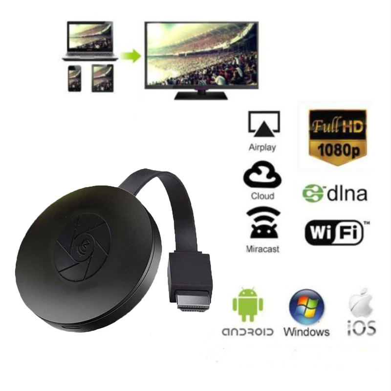 2,4 ГГц 1080p HD WiFi дисплей ключ YouTube AirPlay Miracast tv Stick для Google Chromecast 2 3 хром Crome Cast Cromecast 2