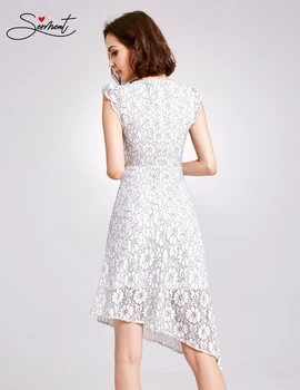 

OLLYMURS New Elegant Woman Evening Gown Summer white V-neck lace pattern evening dress Suitable for Formal Parties