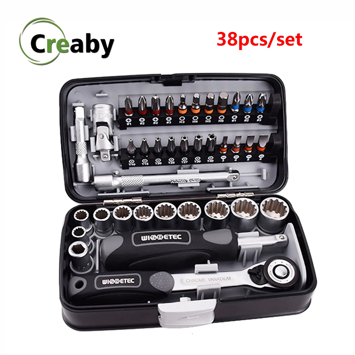 ￡31.36 Portable Mini 38pcs Ratchet Wrench Set 01 Apr Socket Set Screwdriver