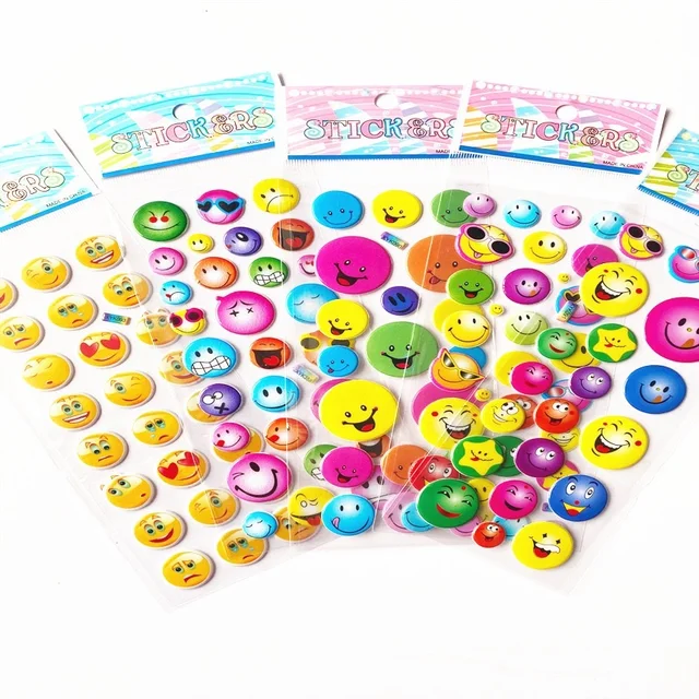1x Large Sheet Reuseable Colourful Happy Face Emoji Puffy 3D Stickers for  Children's Craft Books -  Finland