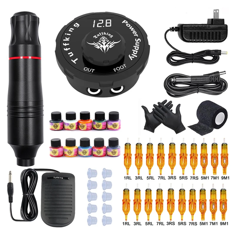 Tuffking Tattoo Machine Set Professional Rotary Pen With Cartridge Needles Permanent Makeup Machine For Tattoo Beginner Artist Tattoo Guns Aliexpress