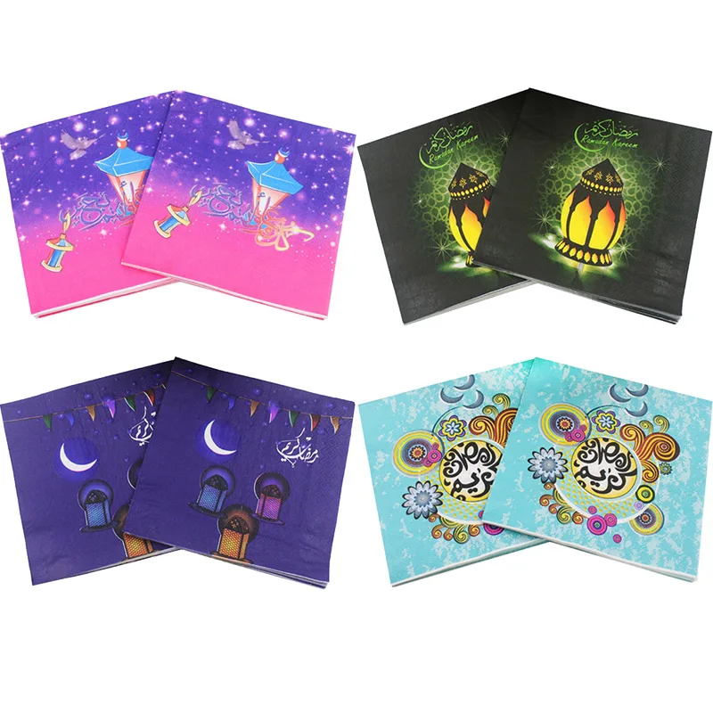 20pcs/lot Eid Mubarak Ramadan Decoration Paper Napkin Muslim Al-Fitr Hajj Supplies Kareem Facial Tissue | Дом и сад