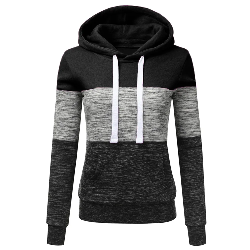 Oversize Hooded Sweatshirt Women Long Sleeve Autumn Spring Coat Patchwork Pocket Pullovers Hoodie Plus size S-3XL 4XL 5XL#D10