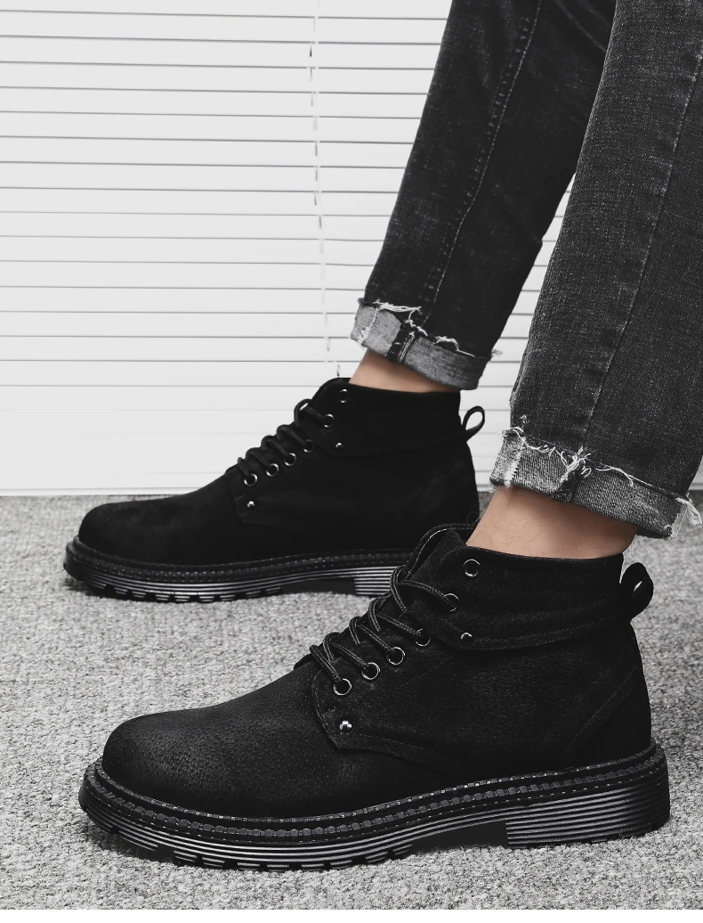 Новинка; модные мужские зимние кроссовки; Botas Masculinas; мужская теплая обувь; ботильоны; мужские высокие кроссовки; мужские Ботинки martin; рабочие ботинки