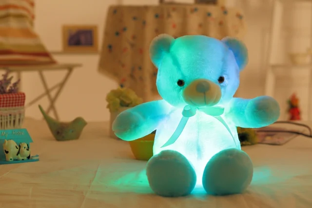 1pc 50cm Creative Light Up LED Teddy Bear Stuffed Animals Plush Toy Colorful Glowing Christmas Gift for Kids Pillow