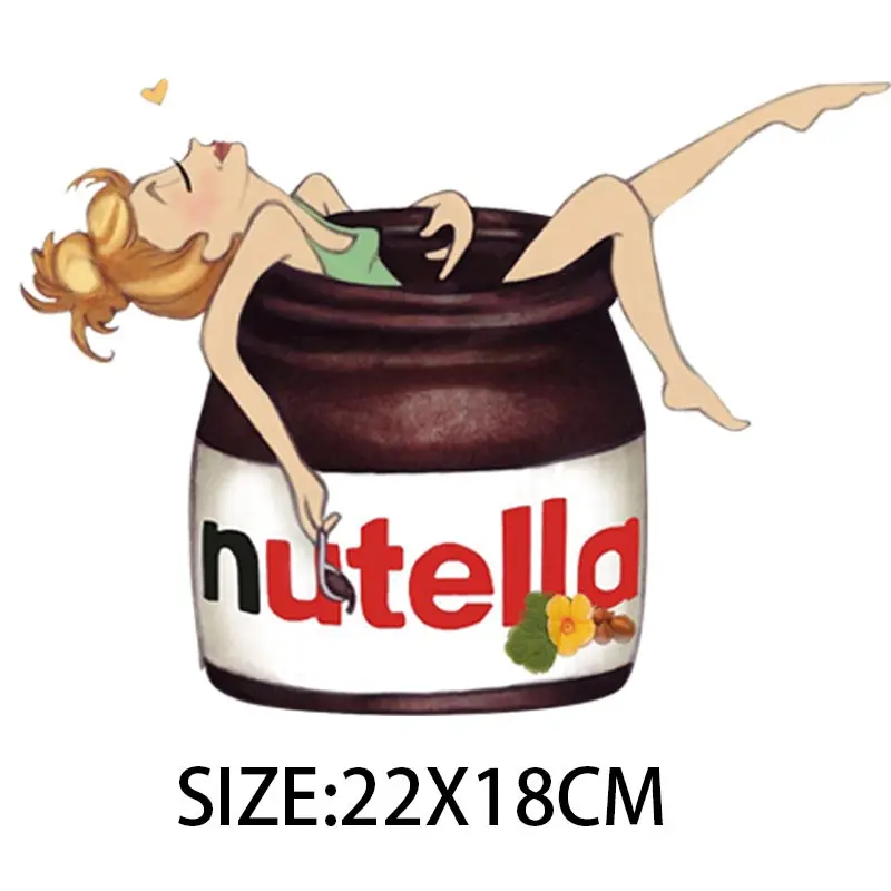 Lnbetweening Patches On Nutella Food Iron-On Clothes Diy A-Level Washable Thermal Sticker On Clothes Decoration Applique