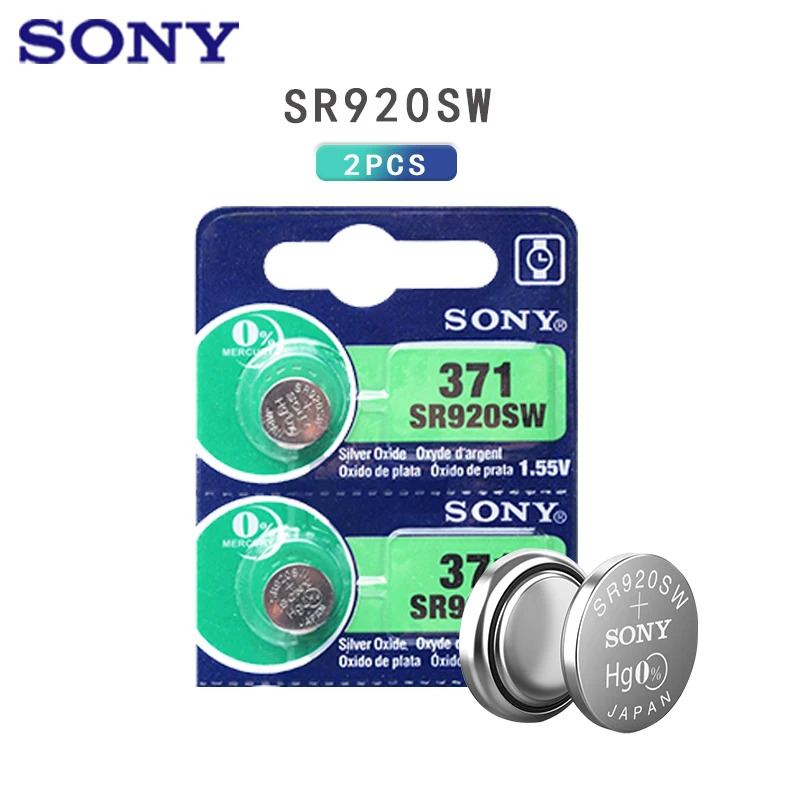 Pilas para reloj Sony 100% originales pila de moneda de botón, 2 uds., para Sony Original 370 AG6 371 SR920SW 920 1,55 V, SR920SW 371