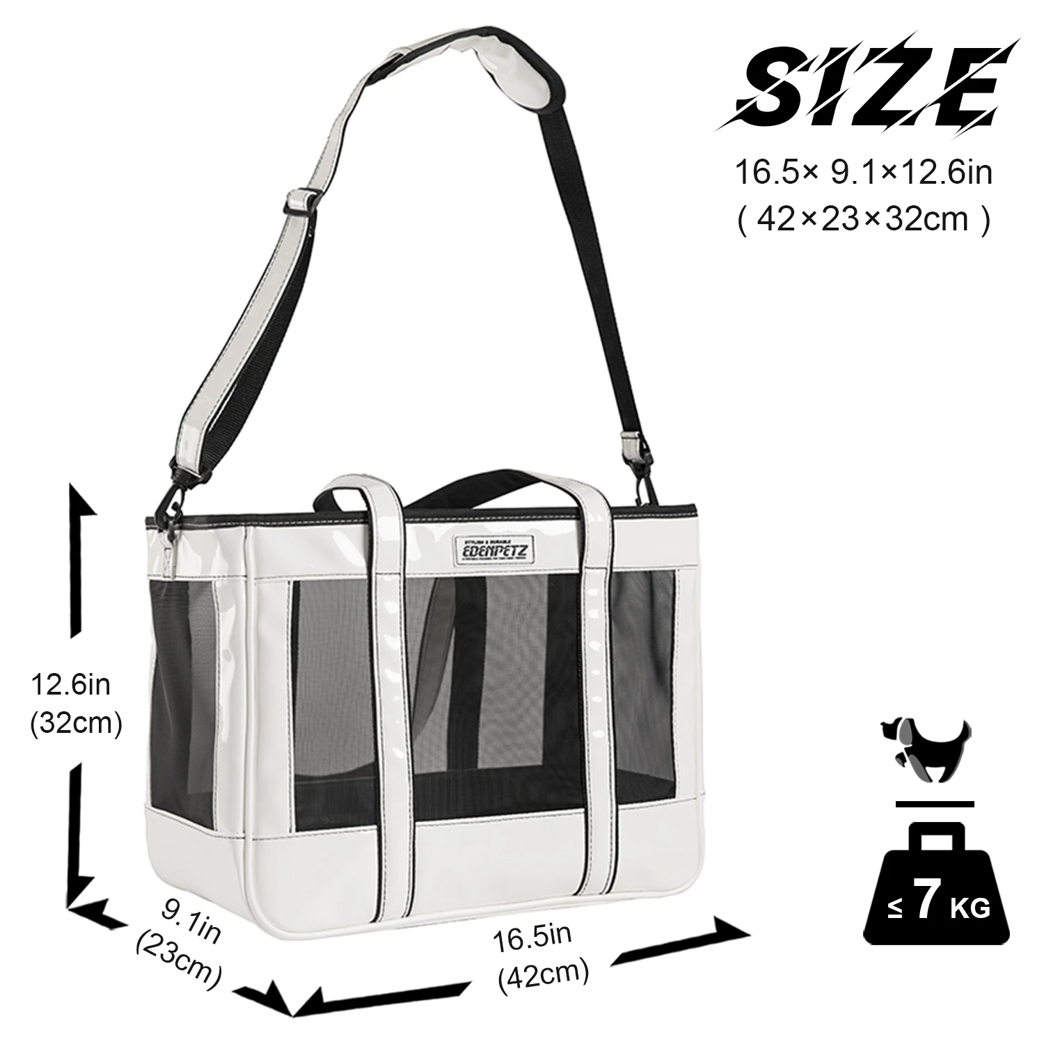 EDENPETZ Breathable Pet Dog Cat Carrier Mesh Leather Fashion Large Travel Puppy Kitty Carry Bag Shoulder Handbag