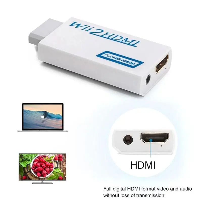 Для wii в HDMI адаптер конвертер палка 1080p HD tv аудио 3,5 мм кабель wii в HDMI видео конвертер Поддержка wii игровой консоли