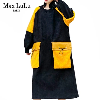 

Max LuLu Winter Korean Style Ladies Fashion Designs Elegant Long Fur Dresses Womens Thicken Warm Dress Casual Oversized Vestidos
