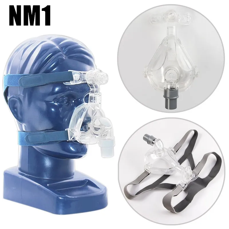 NM1 Маска на все лицо CPAP Авто CPAP BiPAP маска с бесплатным головным убором Белый s m l для апноэ сна OSAS храп людей - Цвет: NM1