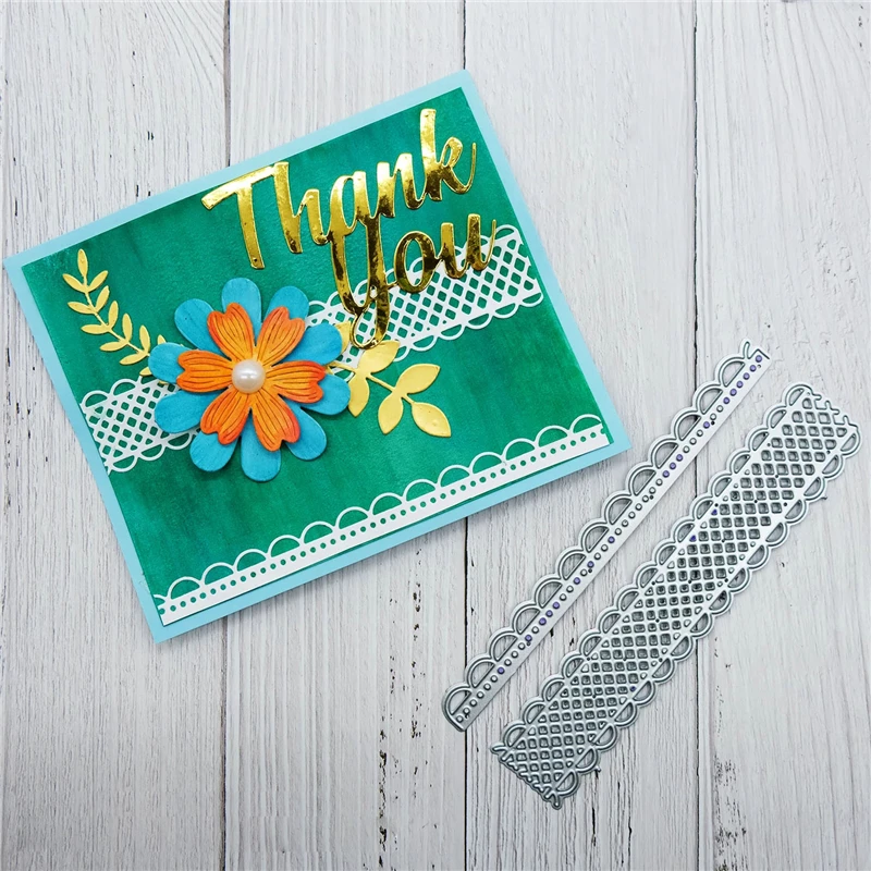 

Naifumodo Scallop Rectangle Border Metal Cutting Dies 2PCS DIY Etched Dies Craft Paper Card Making Scrapbooking Embossing