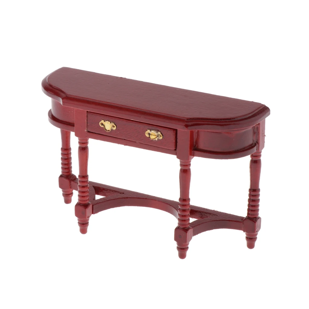 Miniature Dollhouse Wooden Writing Desk with Working Drawer for 1:12 Dolls House Study Office Furnishings and Decorations Toy