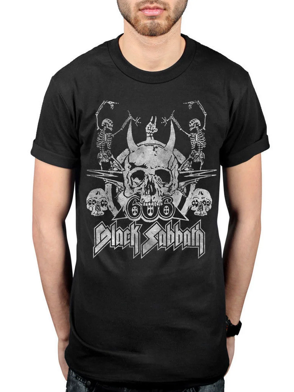 Official Black Sabbath Dancing Skeleton T-shirt Paranoid Master Of Reality Rock Cotton Short-sleeved Tee Shirt |