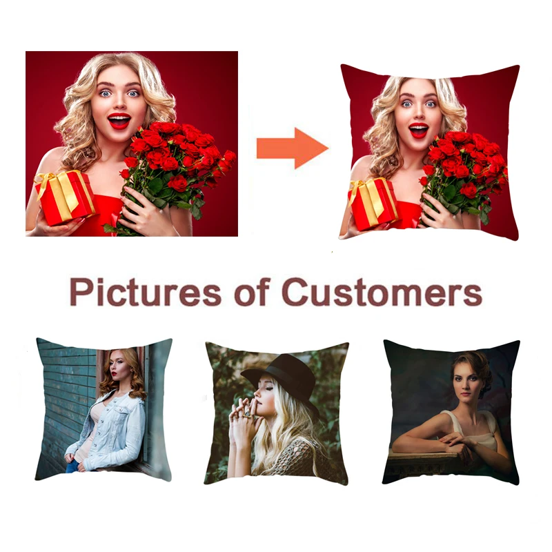 

Fuwatacchi Design Picture Here Personal Photo Wedding Pet Photos Customize Gift Throw Pillowcase Home Cushion Cover Pillow Cover