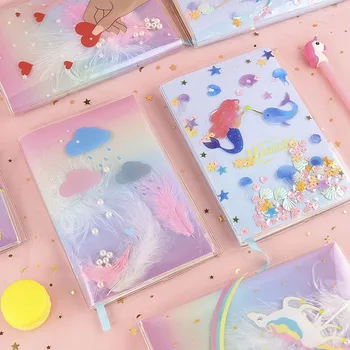 

1Pcs Cute Unicorn Notebook Kawaii Mermaid Diary Notebook Creative Quicksand Sketchbook For Kids Gift Stationery