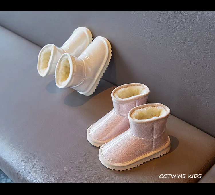 CCTWINS/детская обувь; коллекция года; зимние брендовые ботинки для малышей; Модные ботильоны для маленьких девочек; детская черная теплая обувь для мальчиков; SNB109