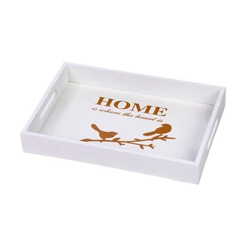 

Rectangle Wooden Storage Tray Decoration Serving Trays with Handles for Home Party Storage Breakfast Tray Desk Organizer