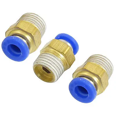 

3 Pcs PT 1/4" Male Thread to 6mm Put in Fitting Dual Way Pneumatic Adapter