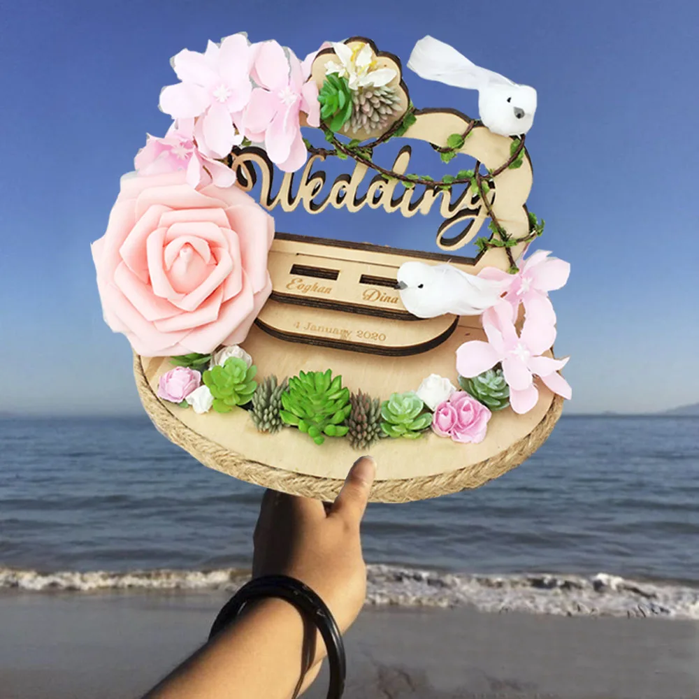 

Flower Ring bearer pillow Wedding Bride Groom Photo props marraige proposal engagement party supplies personalized ring box