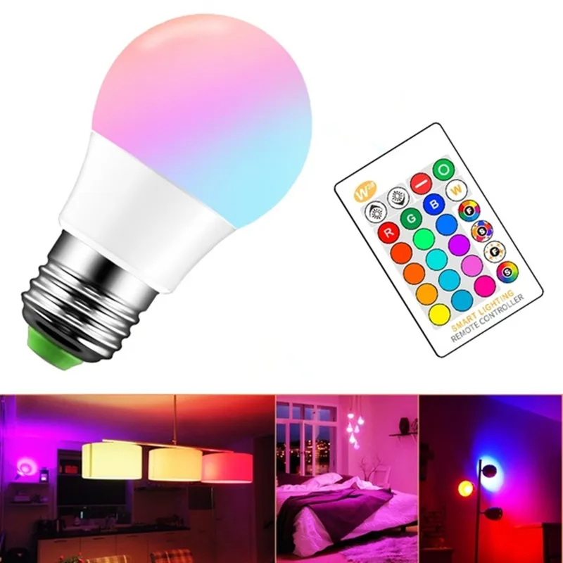 

Remote Control 16 Colors Changing Smart LED Light Bulb 220V RGB RGBW RGBWW Dimmable Led Lamp E27 for Home Decor Bar Party